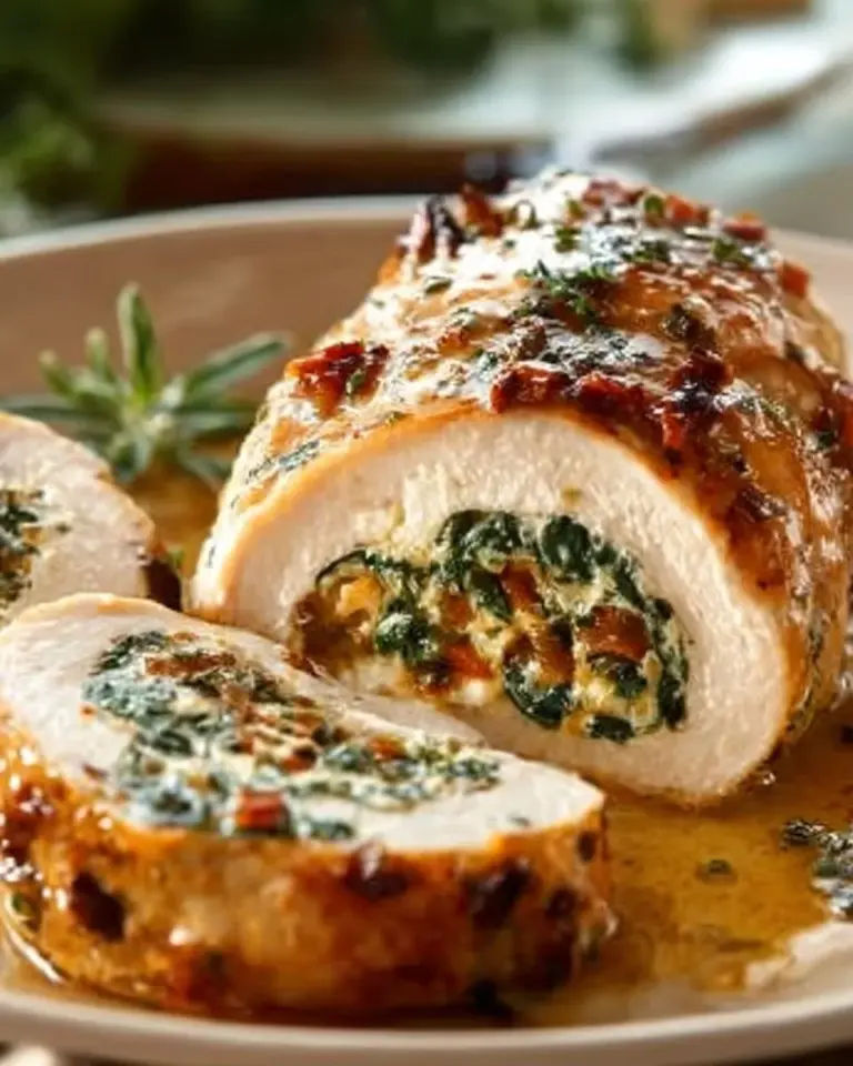 Mediterranean stuffed chicken breast with herbs and vegetables