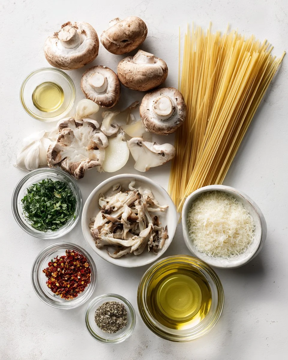 Mushroom Pasta with Garlic and Oil
