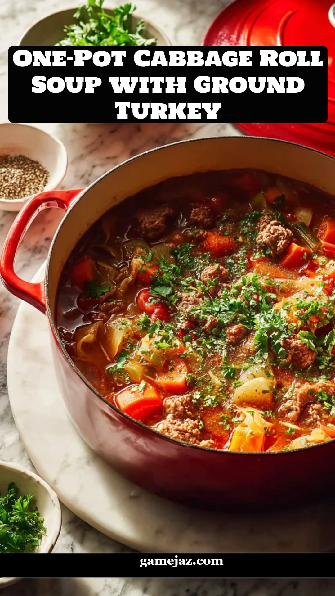 One-Pot Cabbage Roll Soup with Ground Turkey