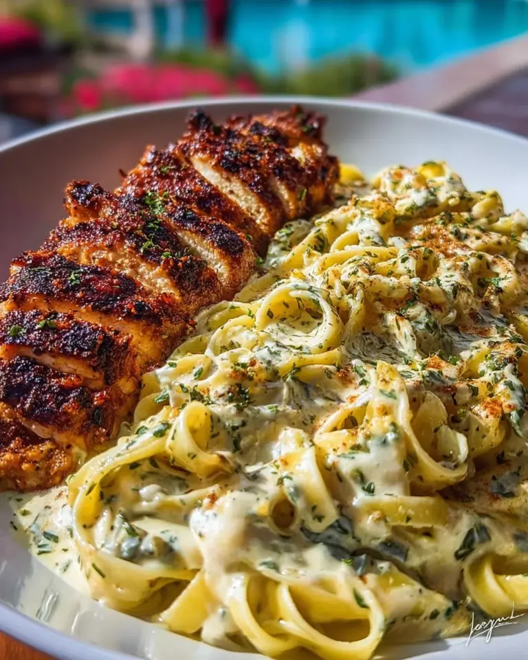 One-Pot Chicken Linguine with Garlic Mozzarella Sauce served in a bowl