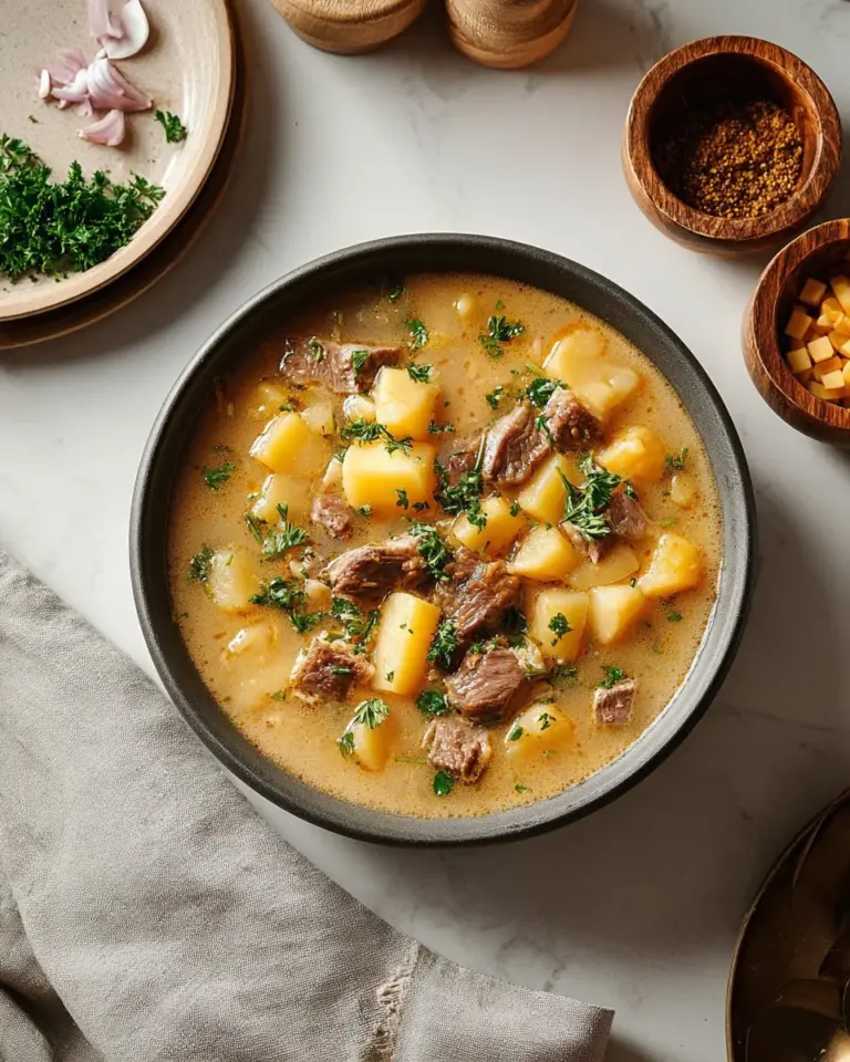 Bowl of creamy Outback Steakhouse potato soup garnished with green onions