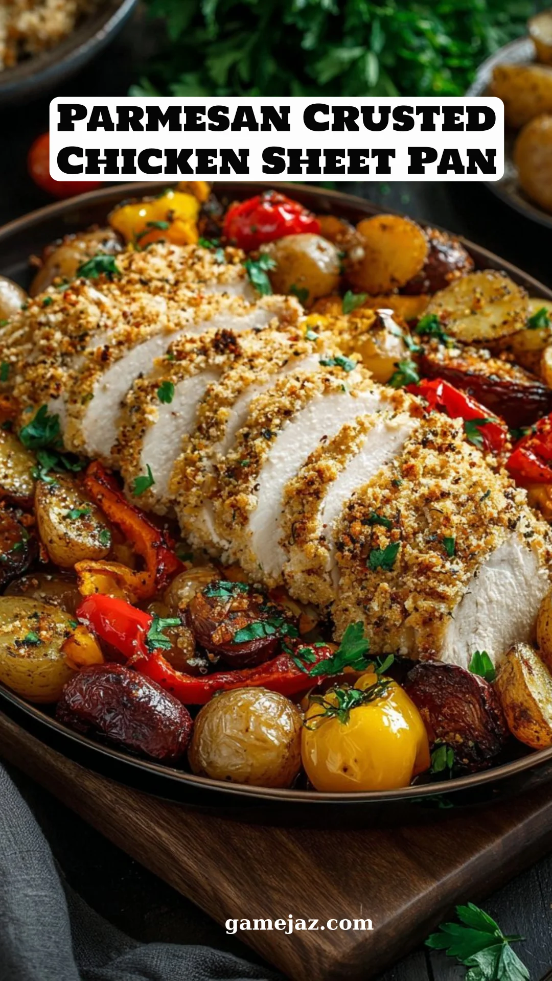 Parmesan Crusted Chicken Sheet Pan