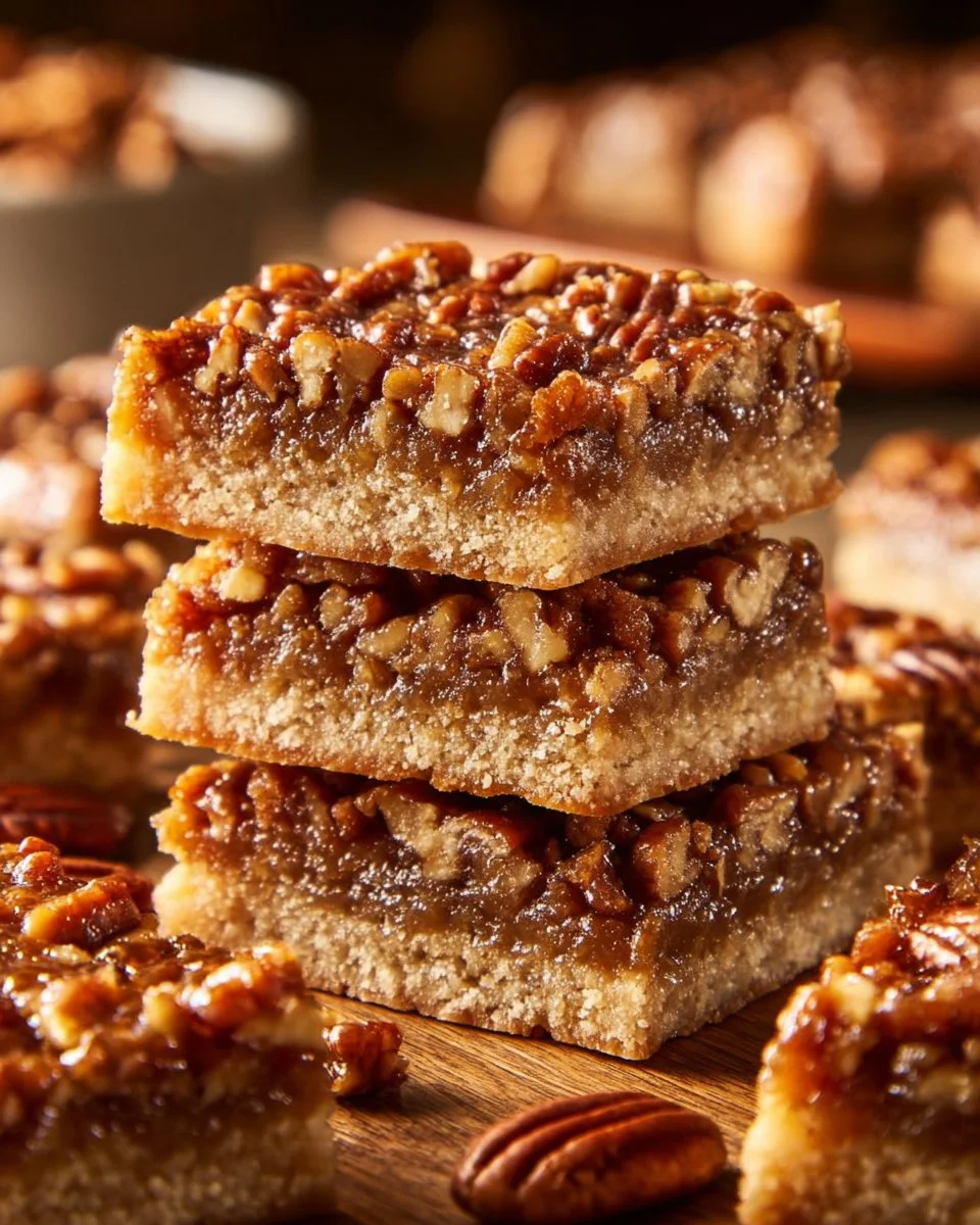 Freshly baked pecan shortbread cookies on a rustic wooden platter.