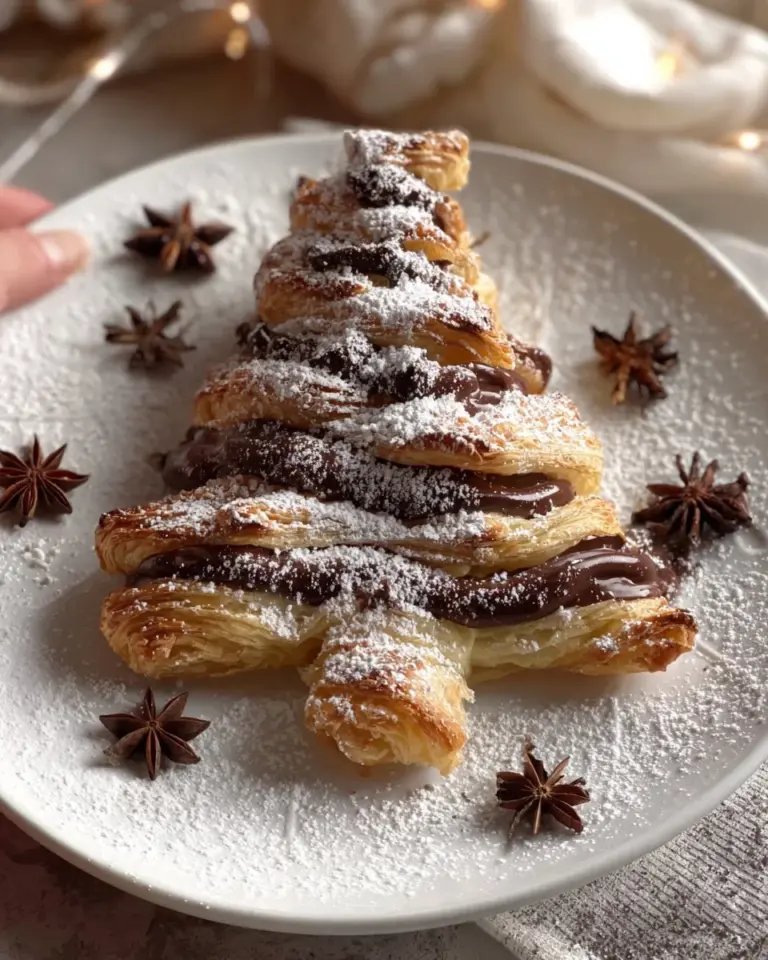 Puff Pastry Christmas Tree centerpiece on a festive table