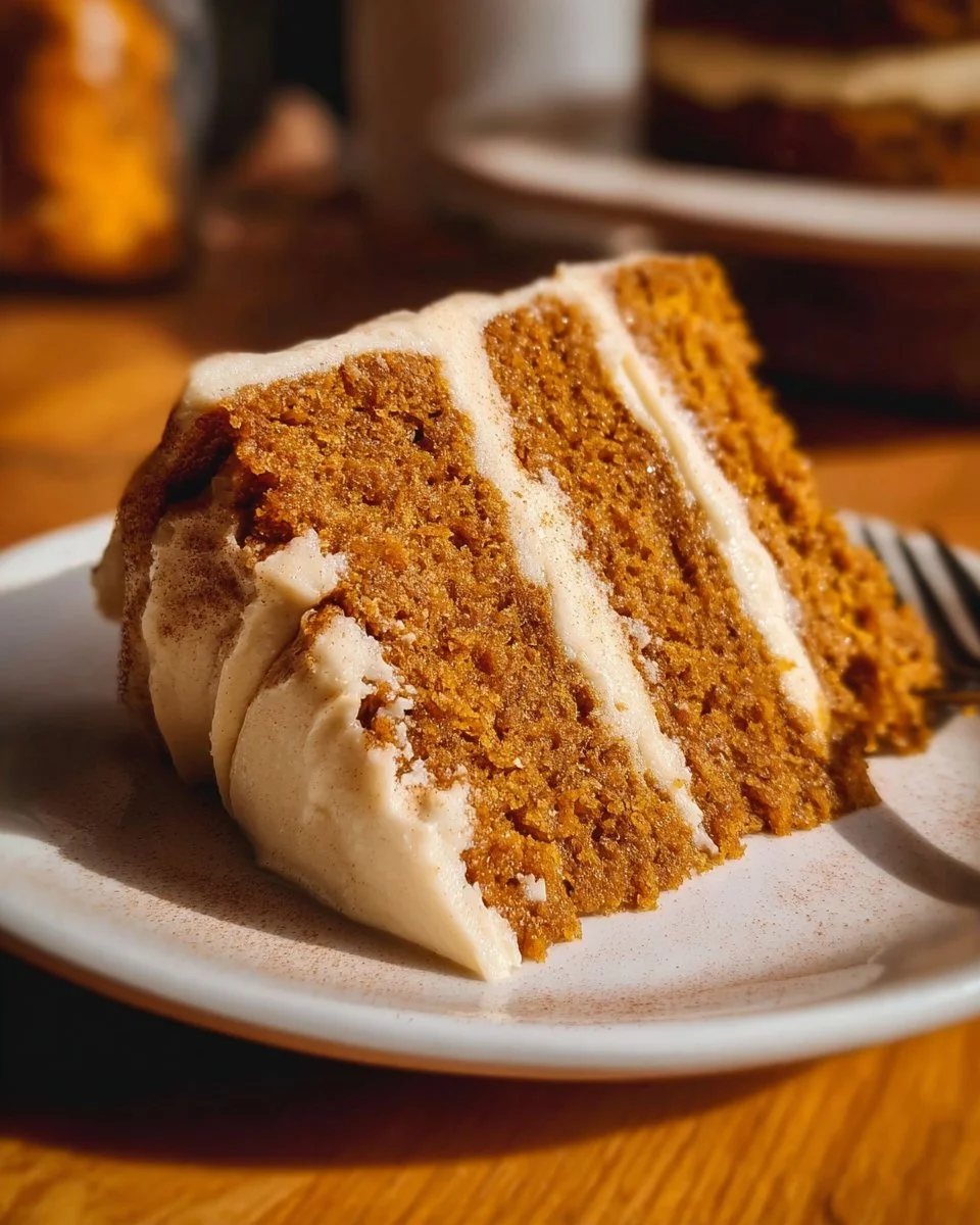 Pumpkin Cake with Cinnamon Cream Cheese Frosting