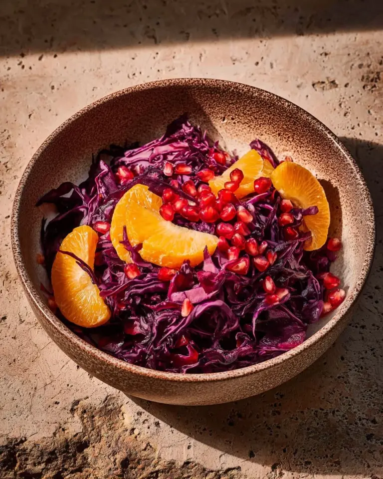 Fresh Red Cabbage Orange Salad with citrus dressing