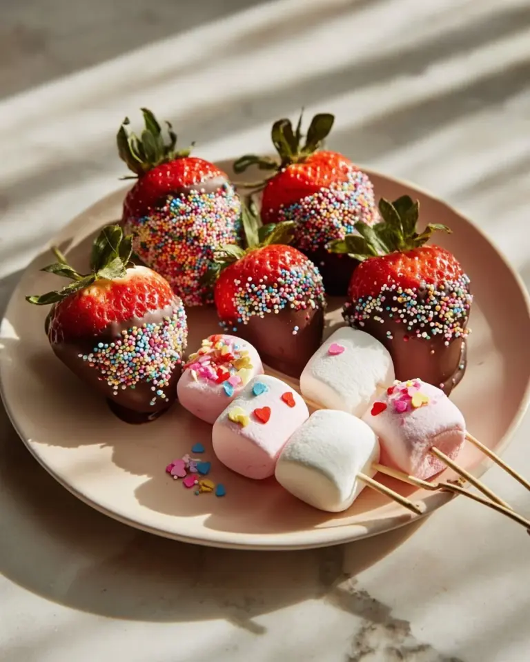 Delicious assortment of romantic chocolate dipped treats for special occasions.
