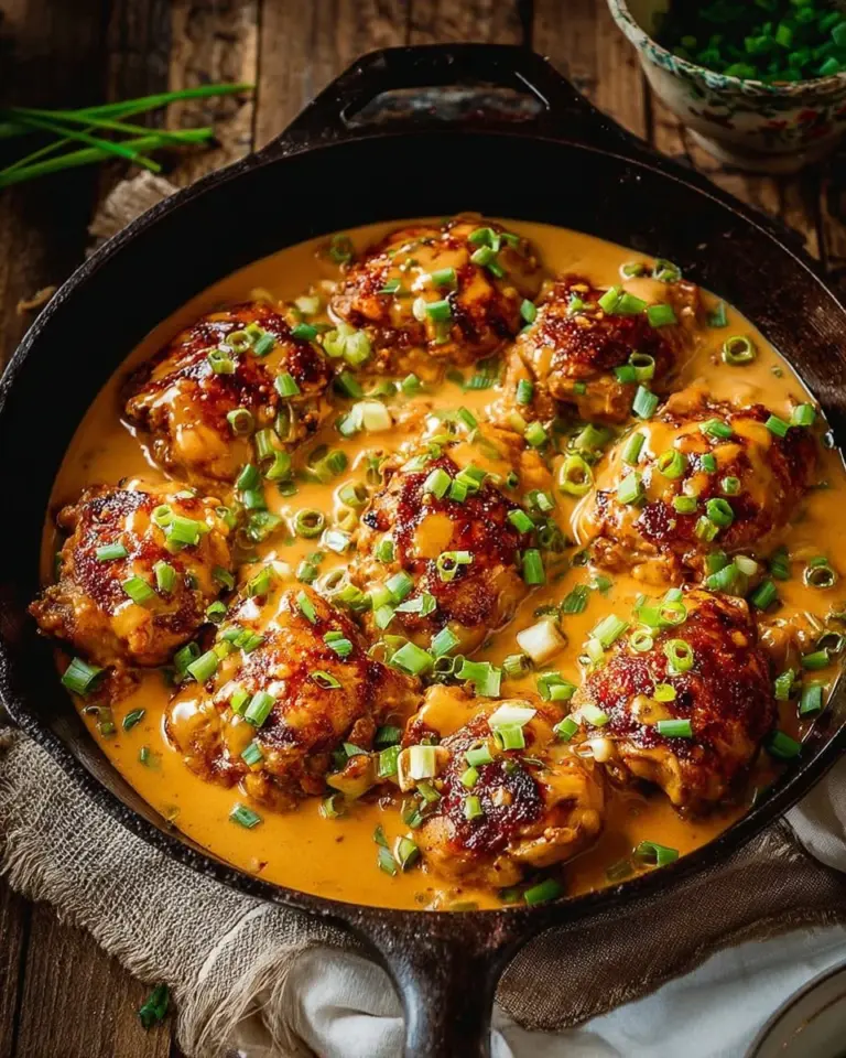Skillet Bang Bang Chicken Thighs cooked to perfection with a spicy sauce