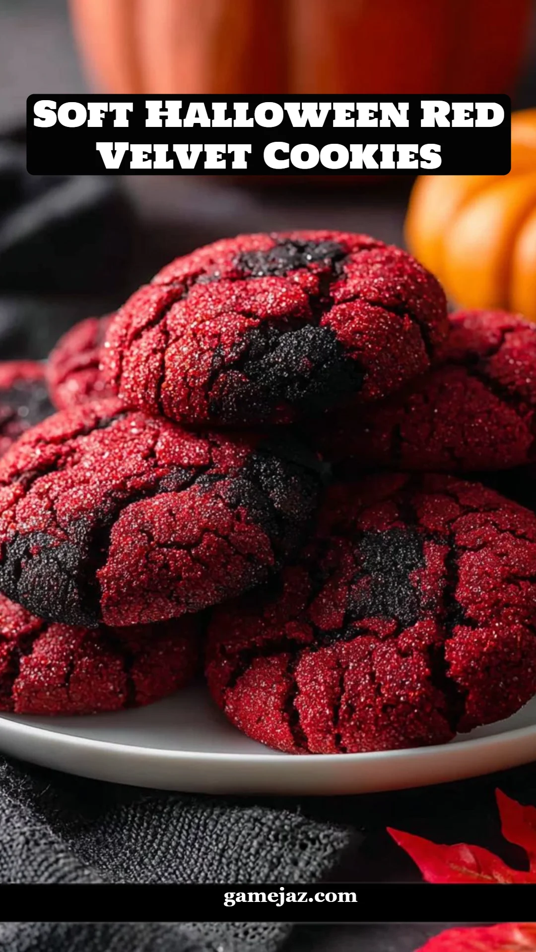 Soft Halloween Red Velvet Cookies