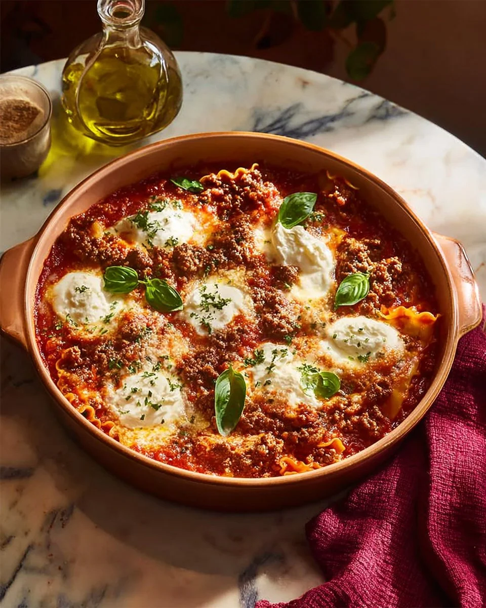 Warm bowl of Spinach Italian Sausage Lasagna Soup with fresh ingredients.