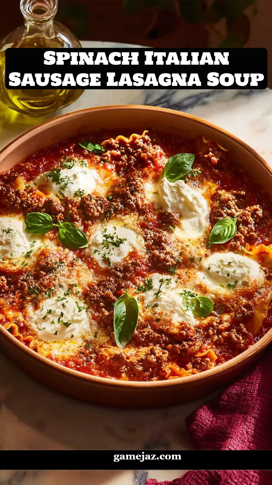 Spinach Italian Sausage Lasagna Soup