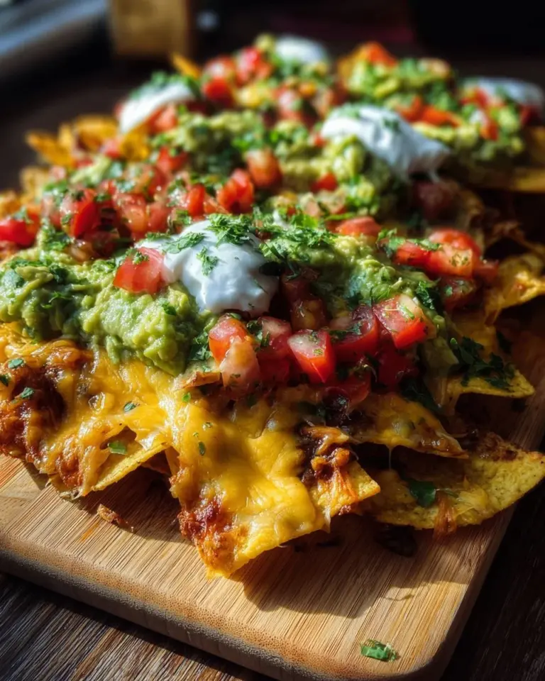 Delicious Super Bowl nachos topped with cheese and jalapeños