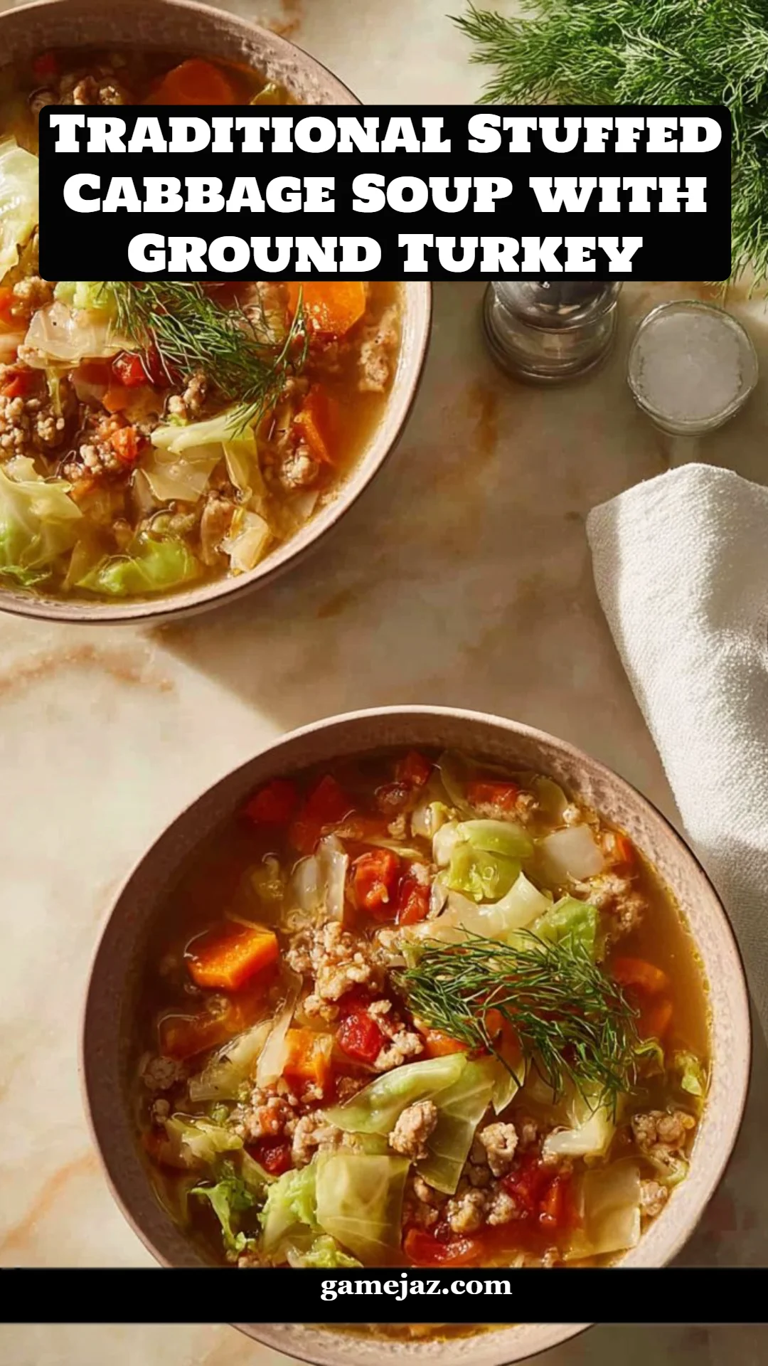 Traditional Stuffed Cabbage Soup with Ground Turkey