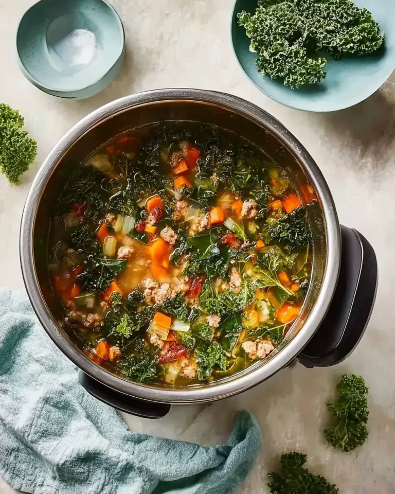 Bowl of Turkey Lentil Soup garnished with herbs