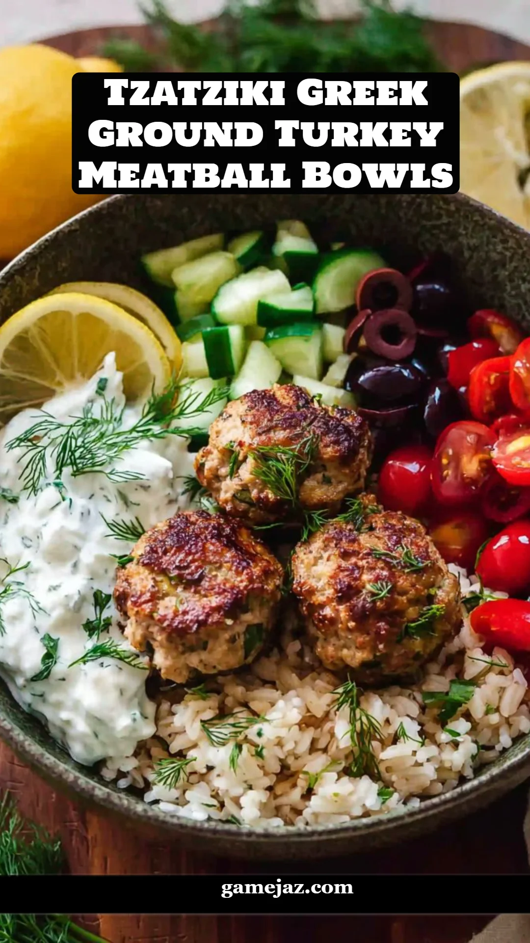 Tzatziki Greek Ground Turkey Meatball Bowls