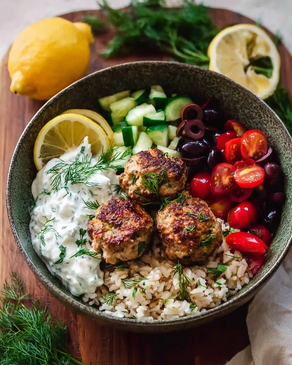 Tzatziki Greek Ground Turkey Meatball Bowls