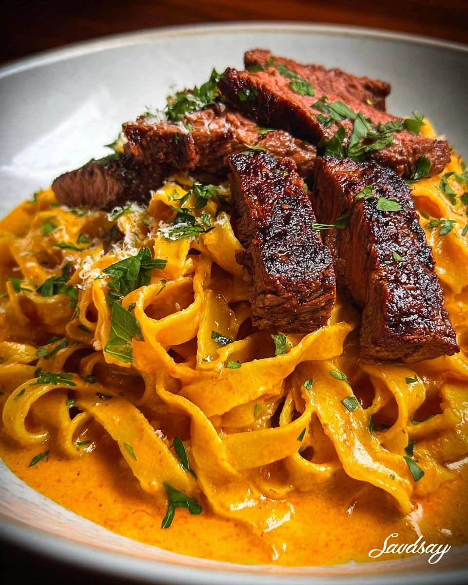 Velveeta Steak Fettuccine With Garlic Butter Cream Sauce