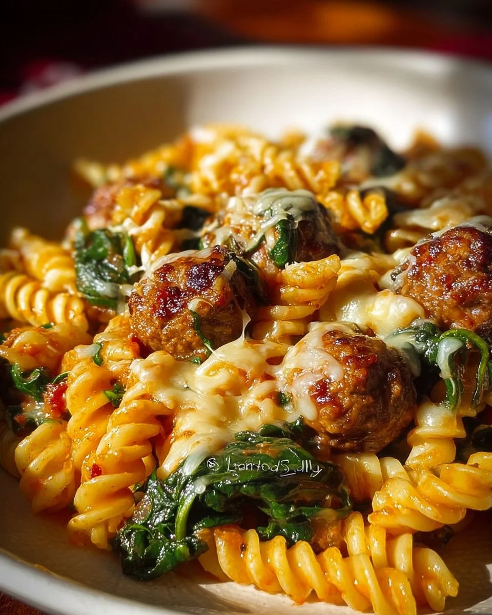 Weeknight Garlic Butter Rotini With Beef, Italian Sausage And Spinach