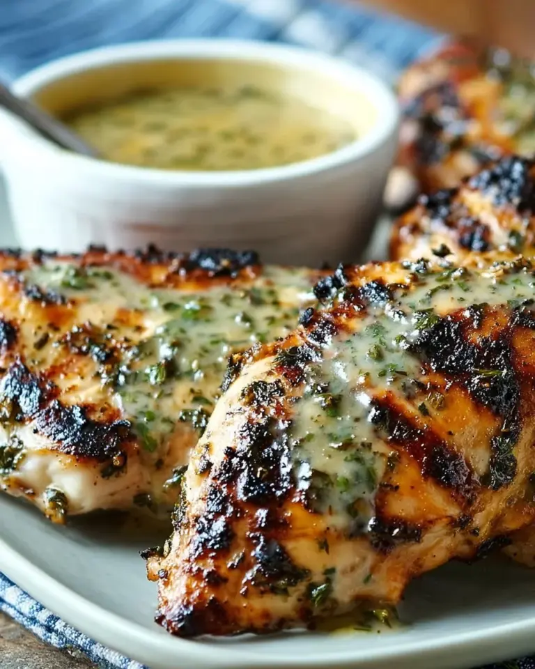 White barbecue chicken with herbs and spices on a grill