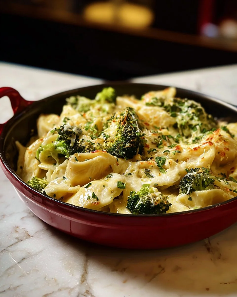 Alfredo Chicken Broccoli Skillet Lasagna