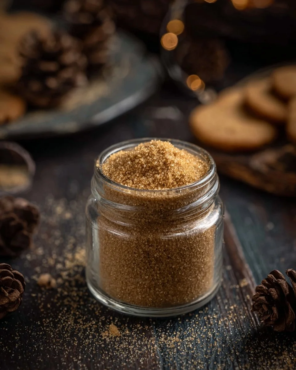 Bottle of Amanda's Gingerbread Spice Mix for baking holiday treats.