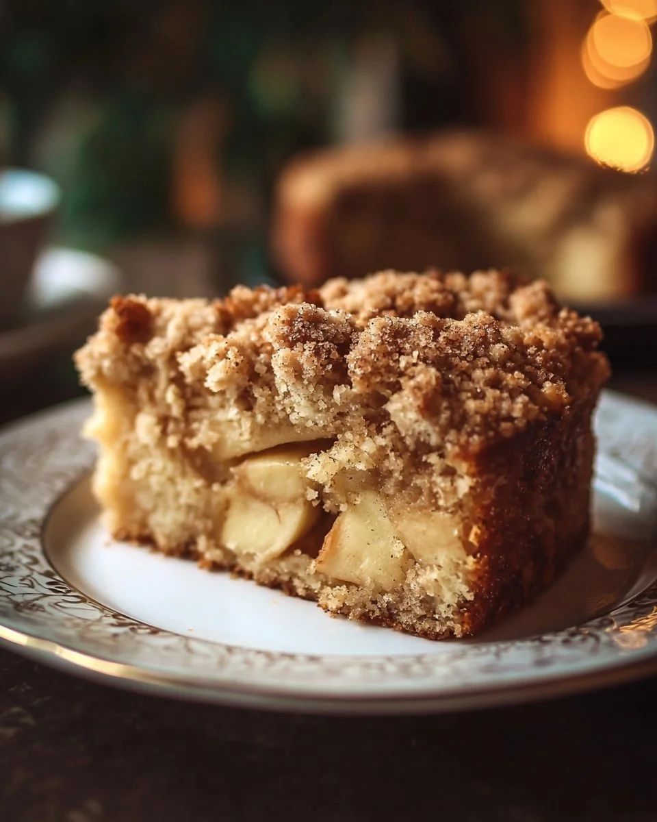 Delicious Apple Cinnamon Crumb Cake with a crumbly topping