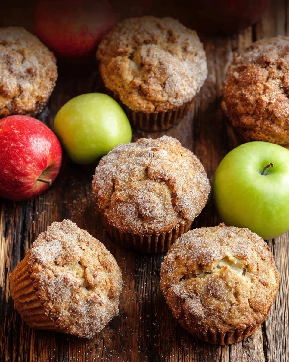 Freshly baked Apple Pie Muffins with apples and spices