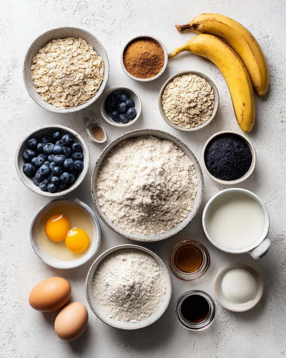 Banana Blueberry Oatmeal Muffins