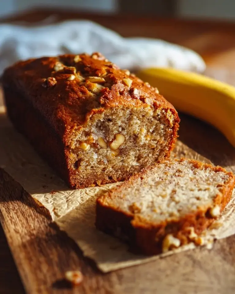 Deliciously baked Banana Orange Walnut Bread with fresh ingredients