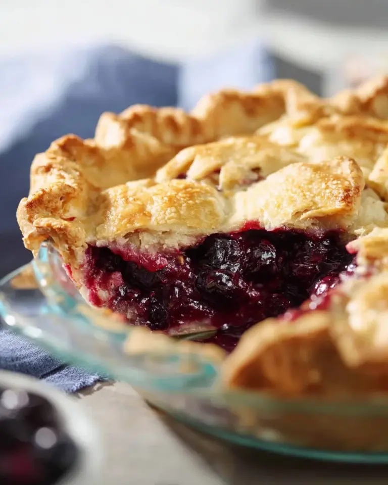 Homemade blackberry pie with fresh blackberries and a golden crust