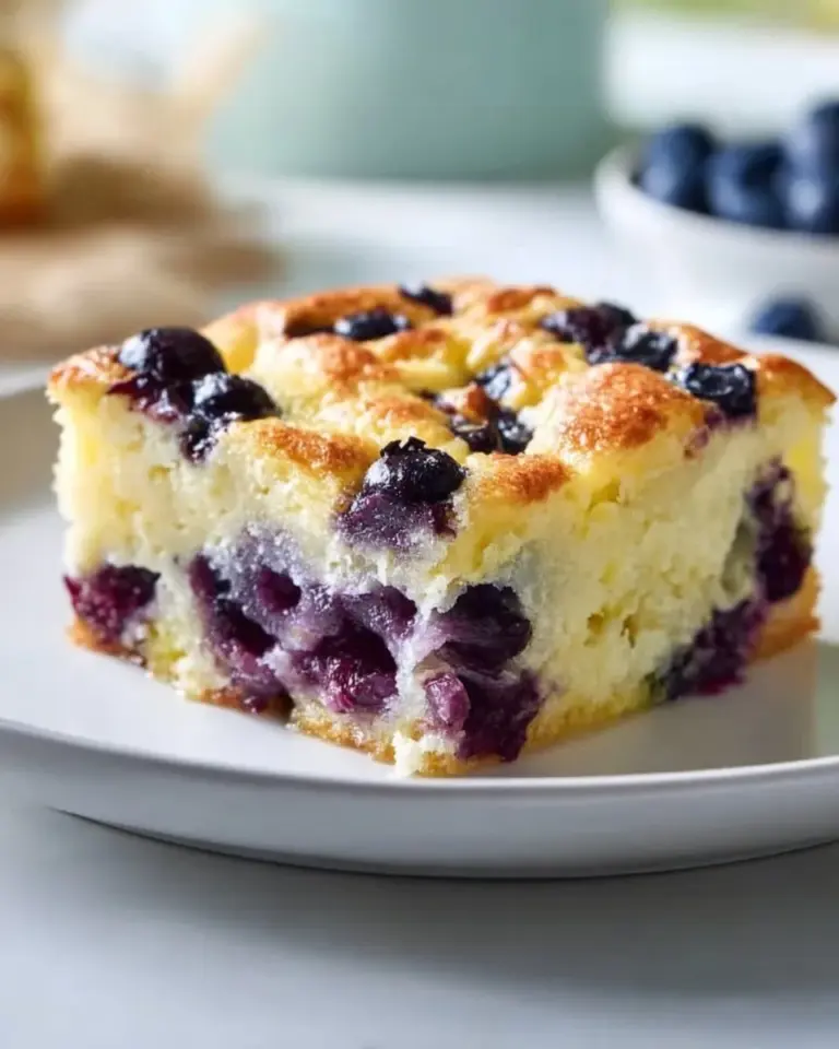 Blueberry Cottage Cheese Breakfast Bake served with fresh blueberries