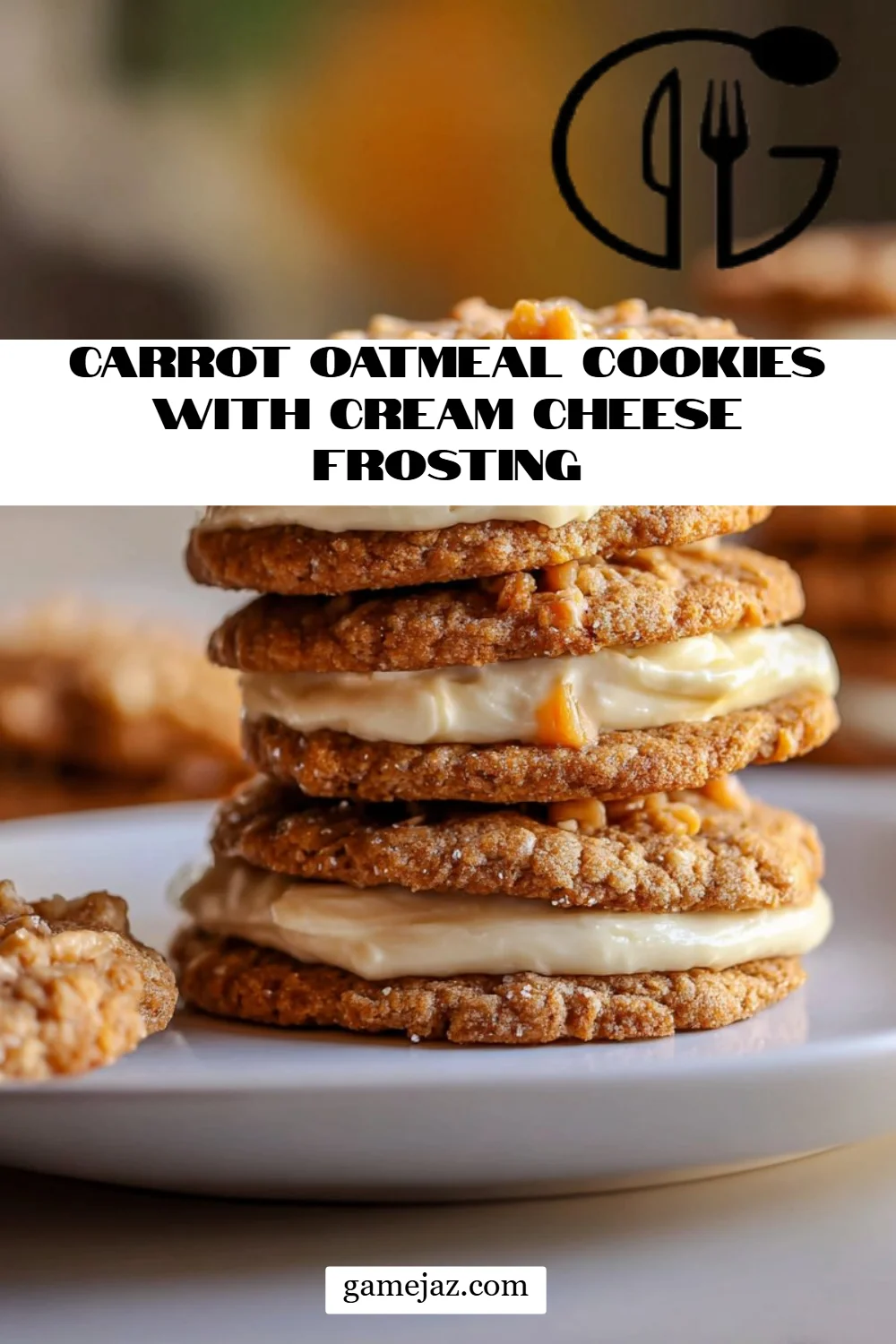 Carrot Oatmeal Cookies with Cream Cheese Frosting
