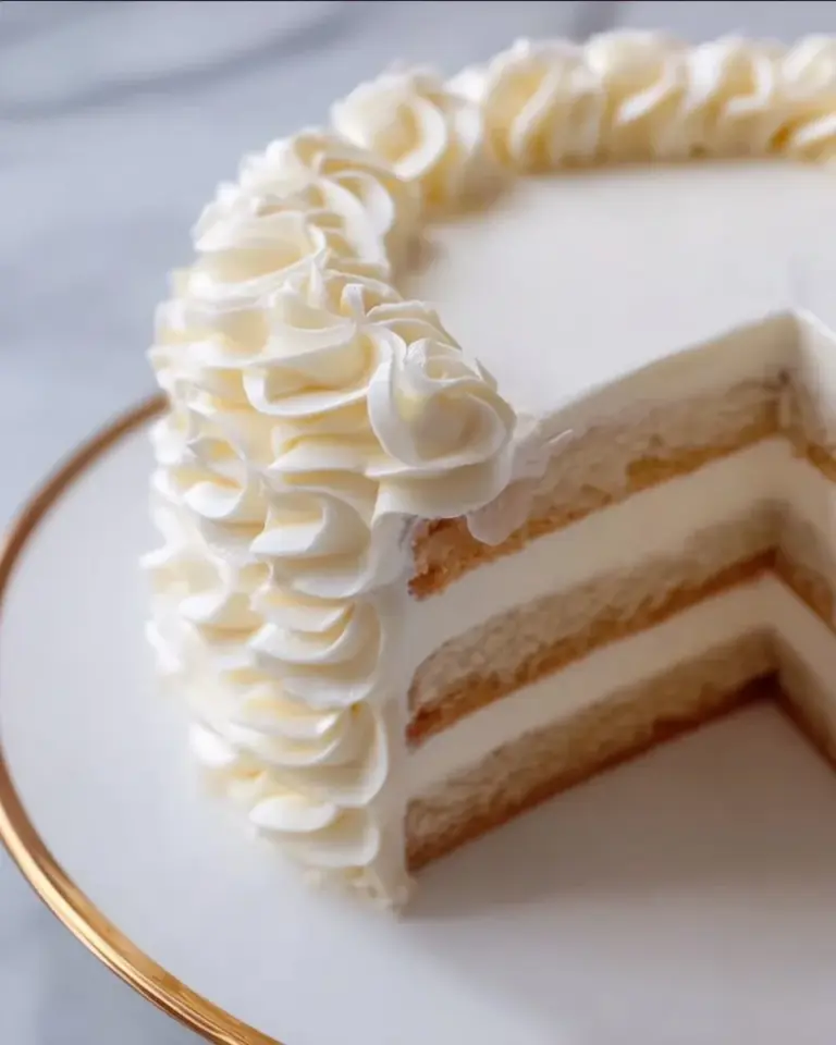 Delicious Chantilly Frosting spread on a cake, perfect for all desserts.