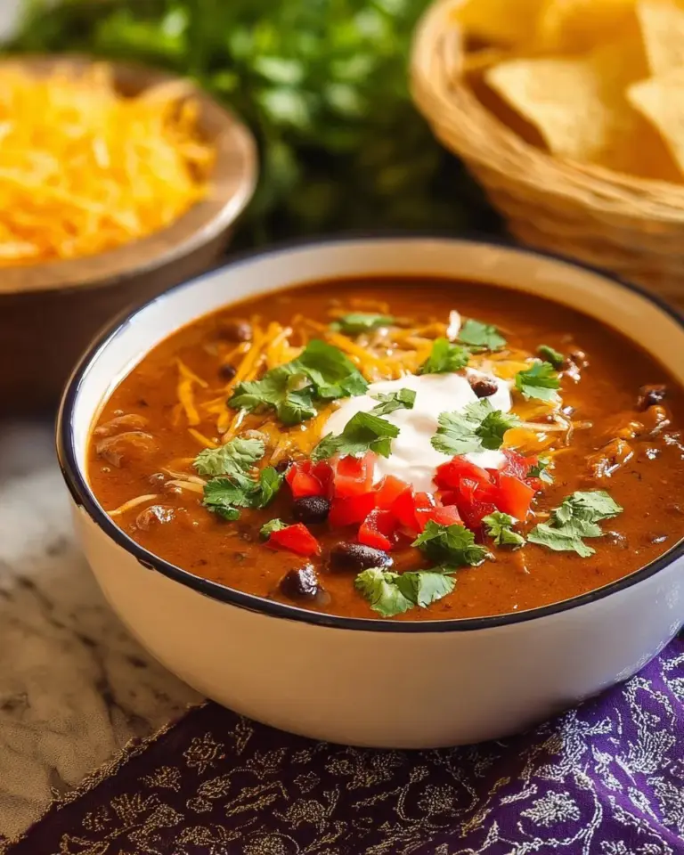 Bowl of Chicken Enchilada Soup topped with cheese and cilantro