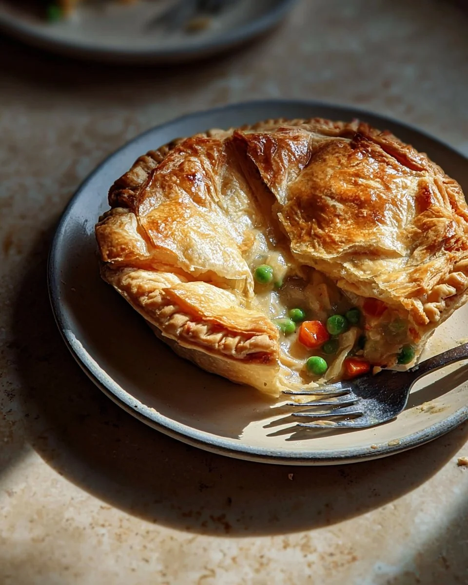 Classic Chicken Pot Pie with tender chicken and vegetables in flaky pastry