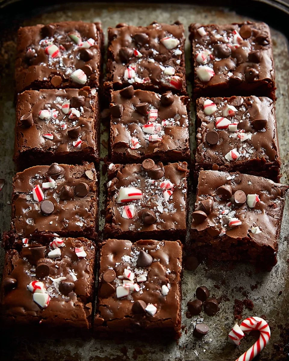 Delicious classic peppermint brownies topped with festive green and red sprinkles