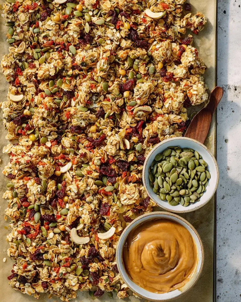 Bowl of easy no-bake granola clusters made from oats and nuts