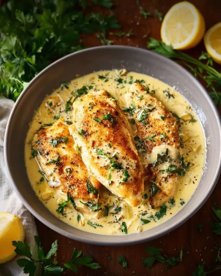 Deliciously cooked Garlic Parmesan Chicken with herbs and spices.