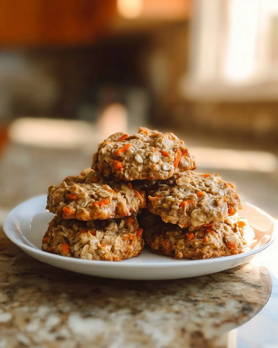 Healthy Carrot Cake Oatmeal Cookies on a plate