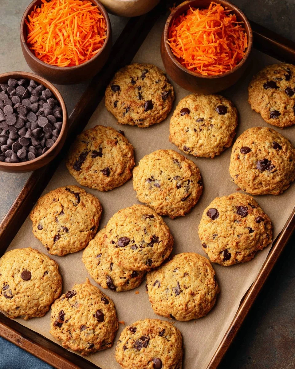 Delicious healthy carrot chocolate chip cookies on a plate