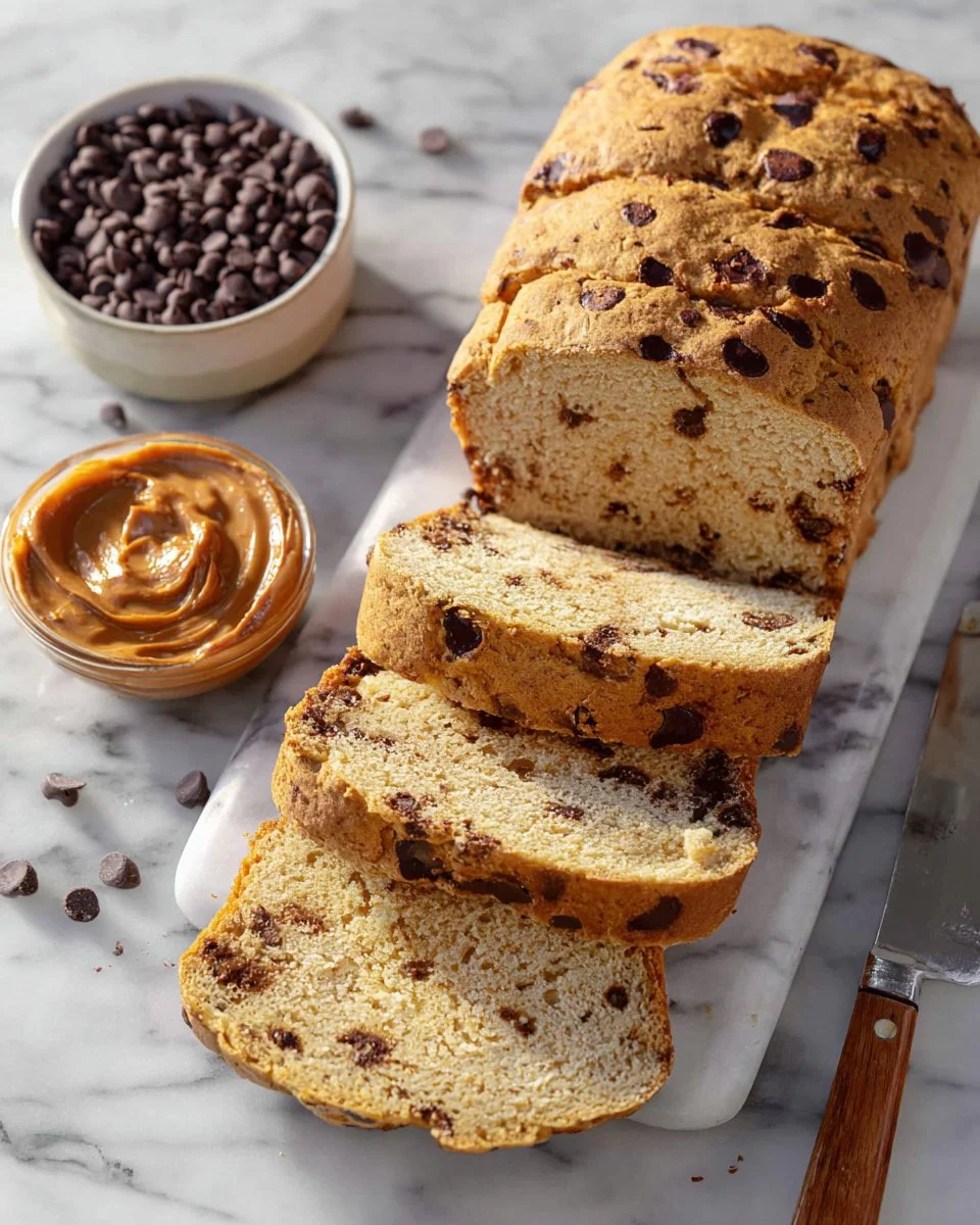 Healthy chocolate chip sweet potato bread slice on a plate