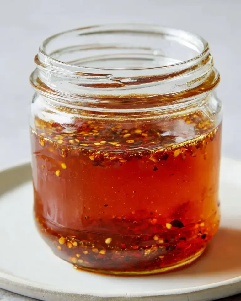 Homemade hot honey in a jar for drizzling on food
