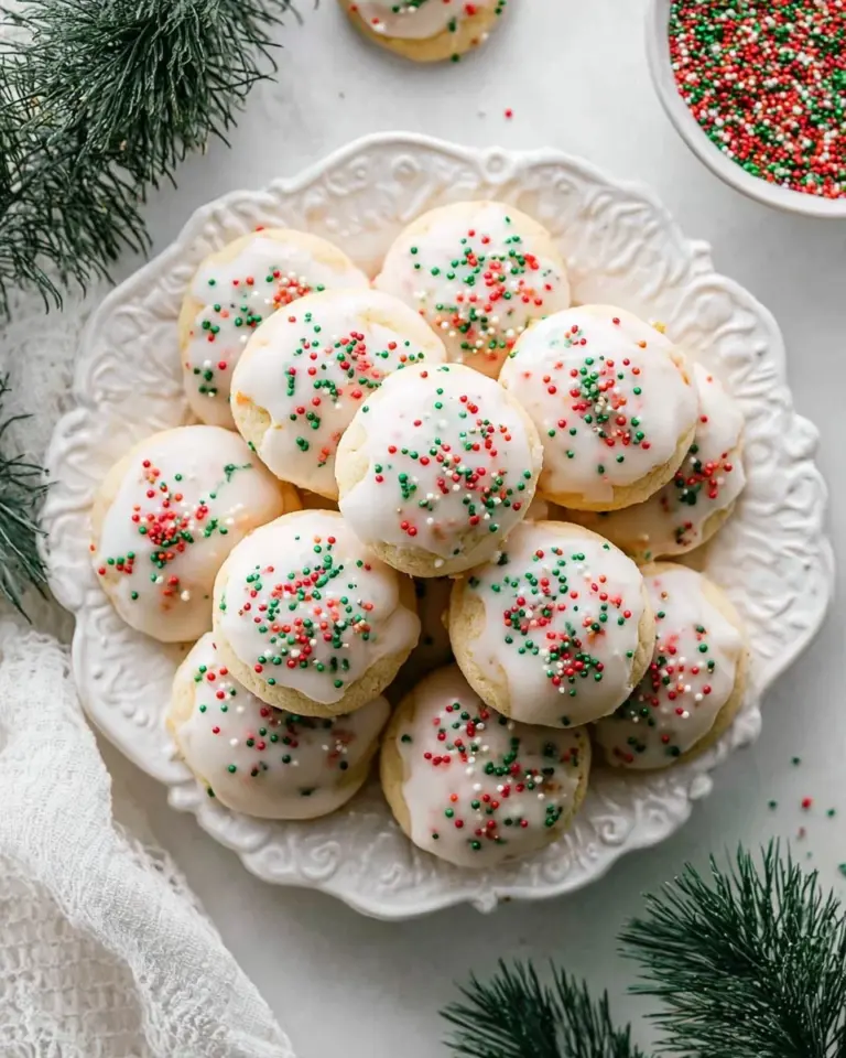 Assorted Italian Christmas cookies on a festive plate.