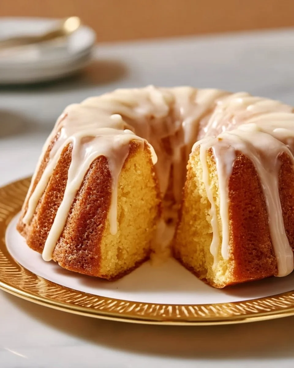 Deliciously moist Kentucky Butter Cake topped with a buttery glaze.