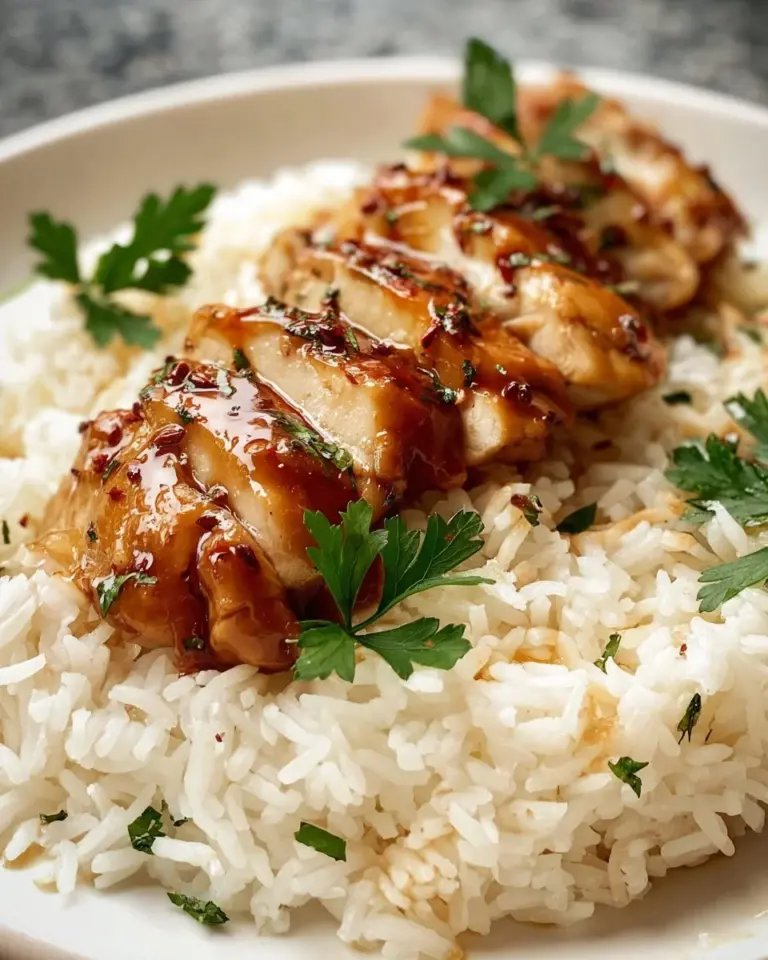 Delicious Maple Chicken served with Coconut Rice, showcasing comforting flavors.