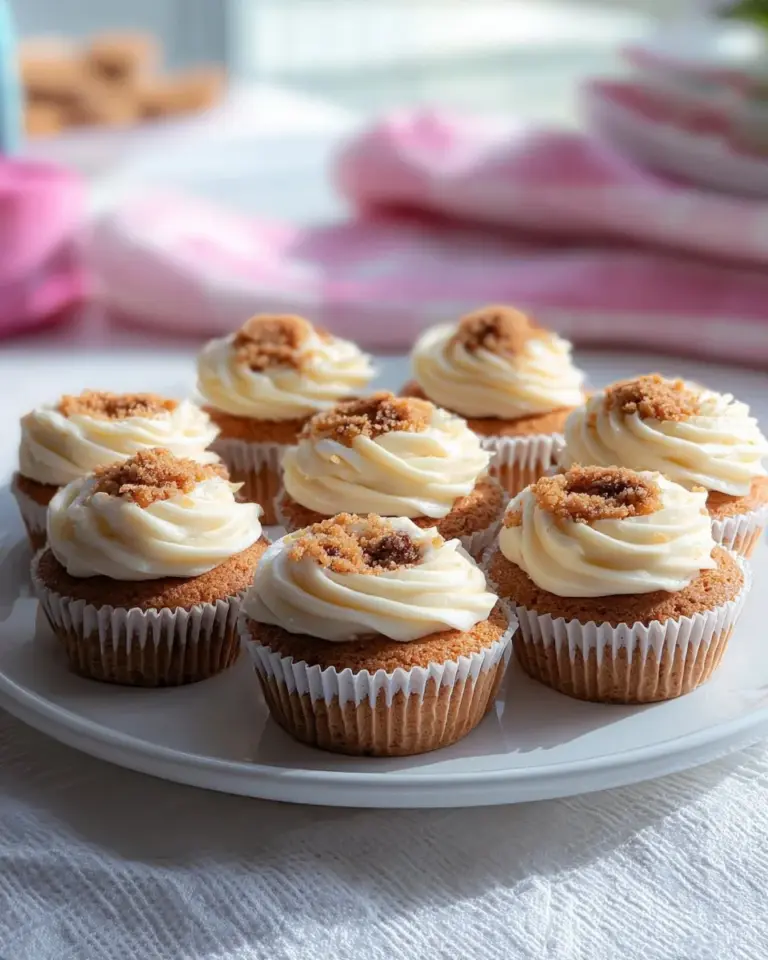 Delicious mini carrot cakes with cream cheese frosting on a plate