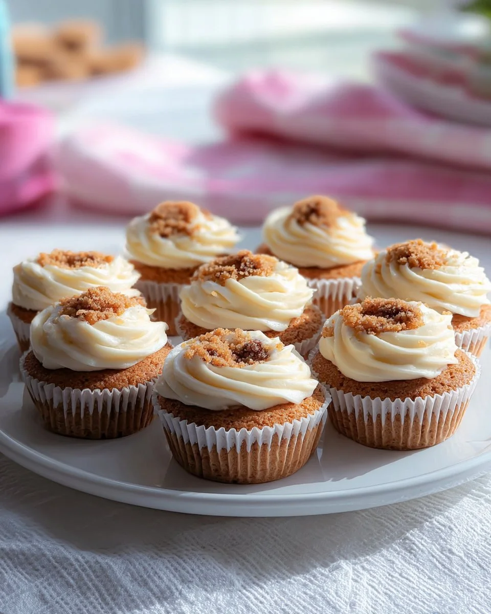 Delicious mini carrot cakes with cream cheese frosting on a plate