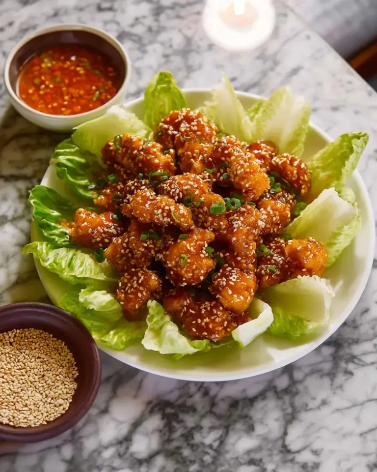 Orange sesame glazed cauliflower wings on a serving plate