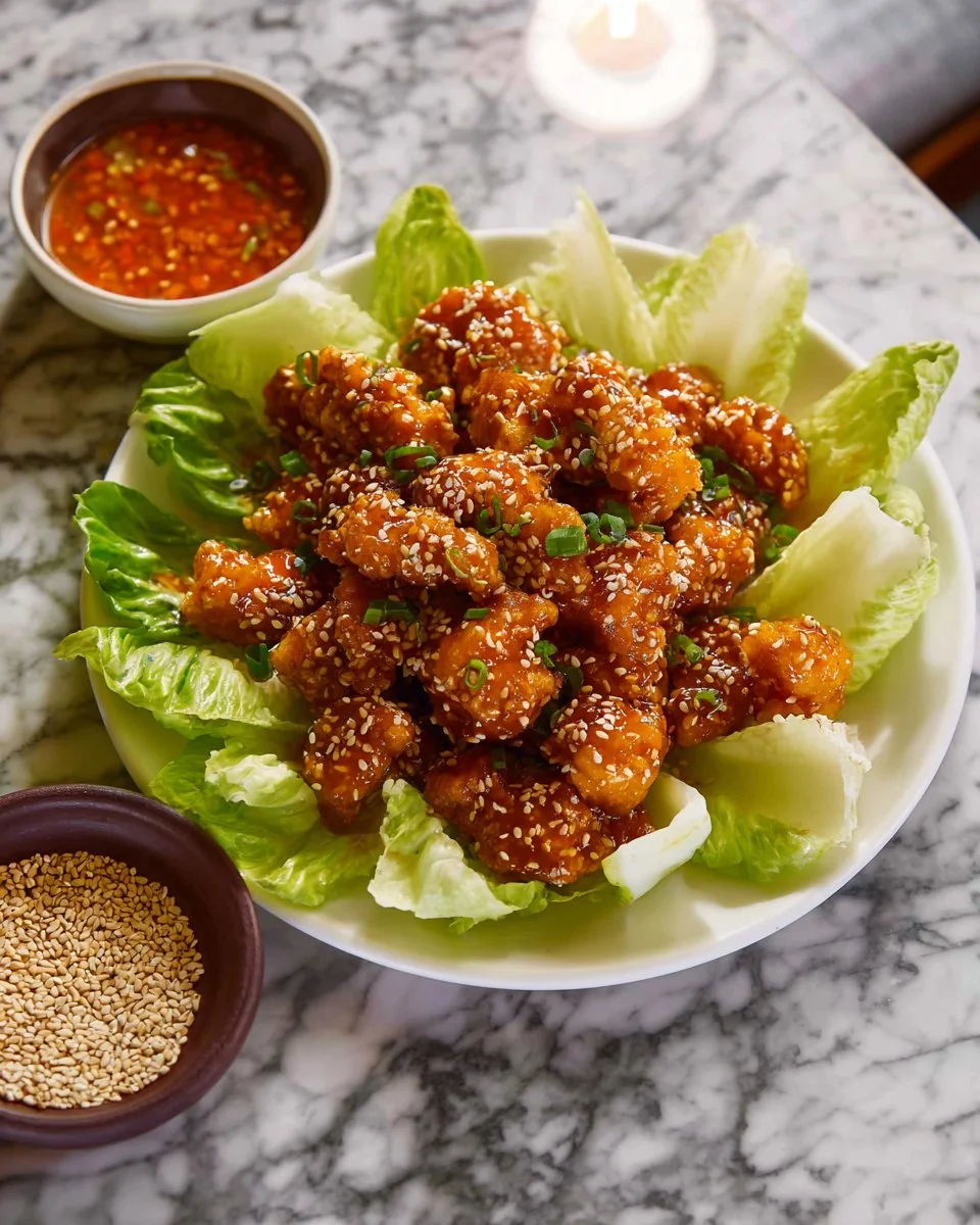 Orange sesame glazed cauliflower wings on a serving plate