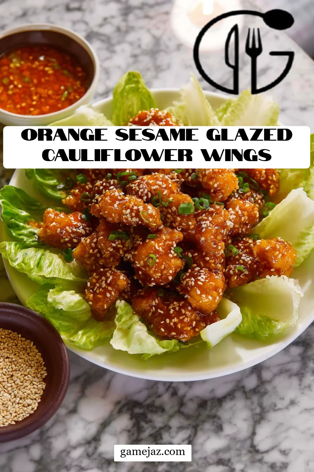 Orange Sesame Glazed Cauliflower Wings